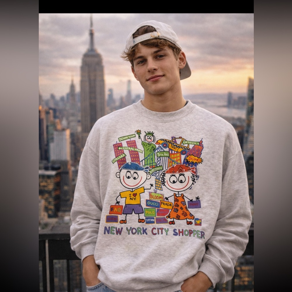 Vintage Danny first  ny shoppersUrban Graphic Sweatshirt - Gray